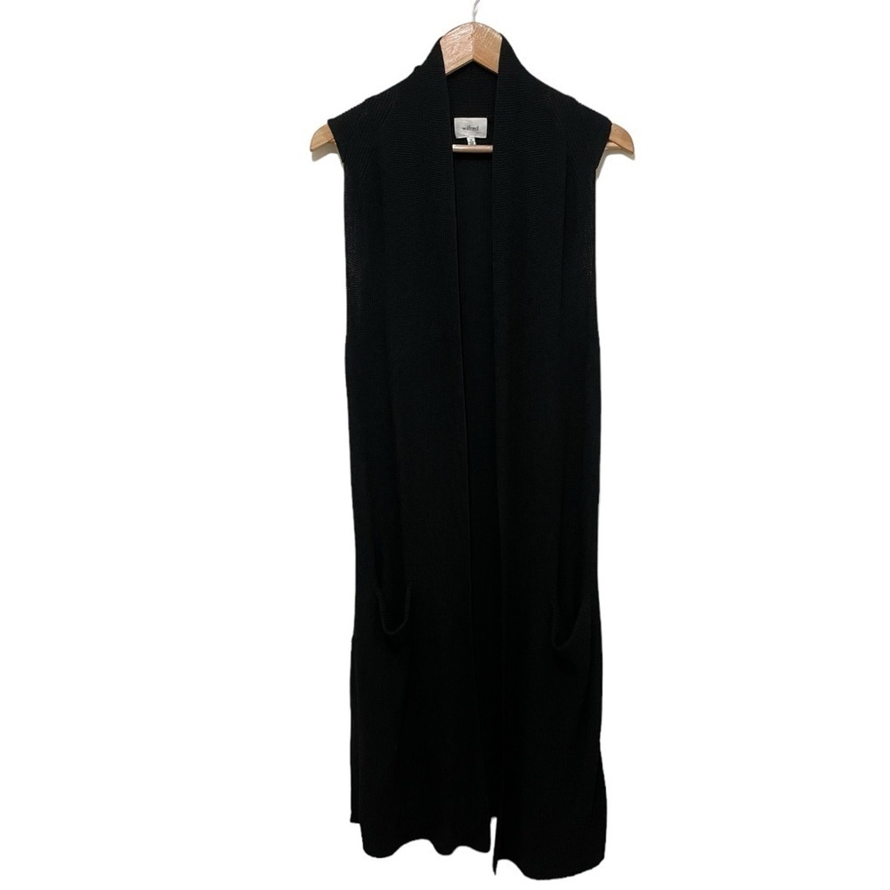 Aritzia Long-line Woven Black Open Front Sweater, M - Picture 11 of 16